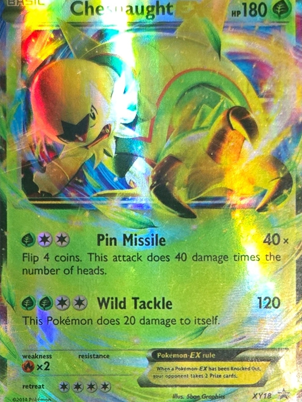 Chesnaught EX Holographic Trading Card - Green